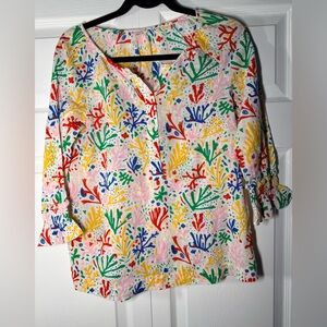 Crewcuts 100% Cotton Multicolor Coral Print Button-Front Tunic